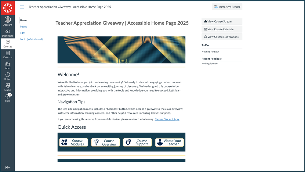 Accessible Home Page